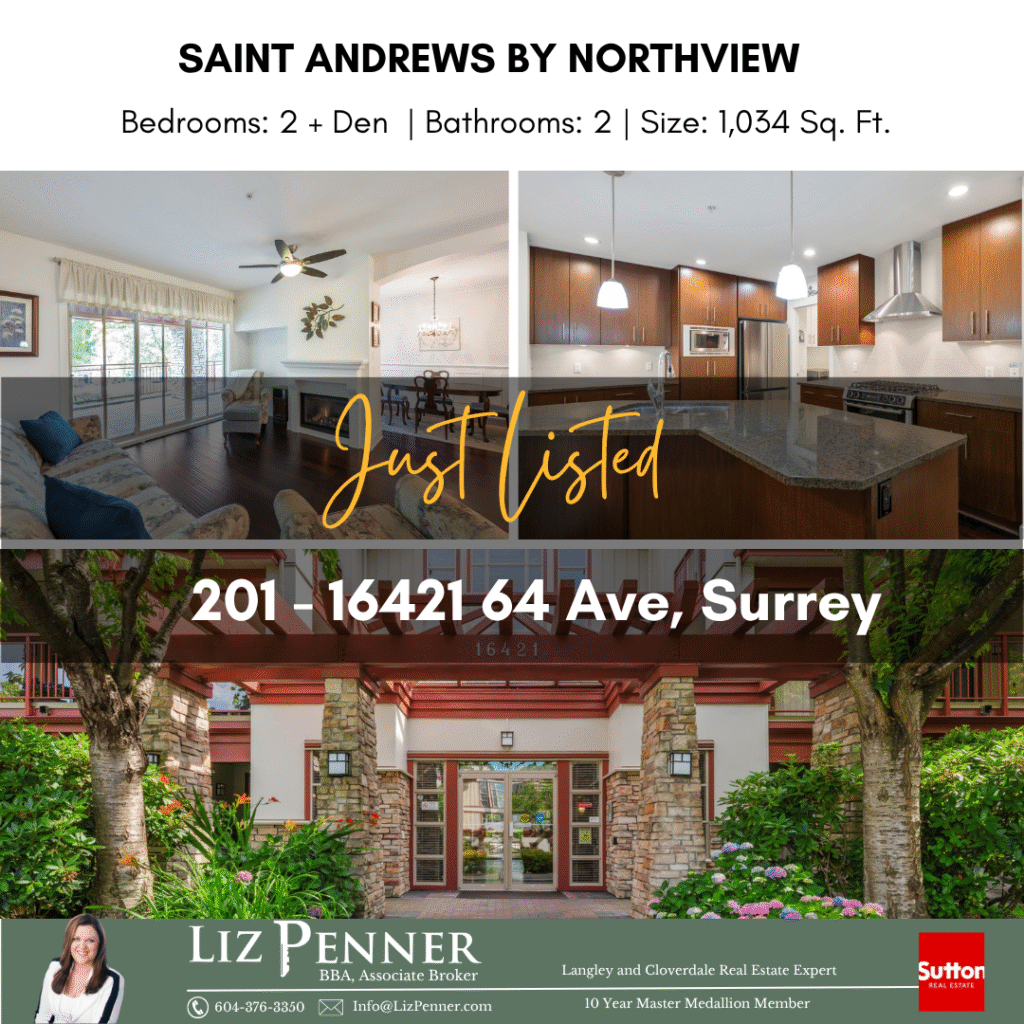 Just listed, 2 bedroom plus den cornder unit condo Surrey