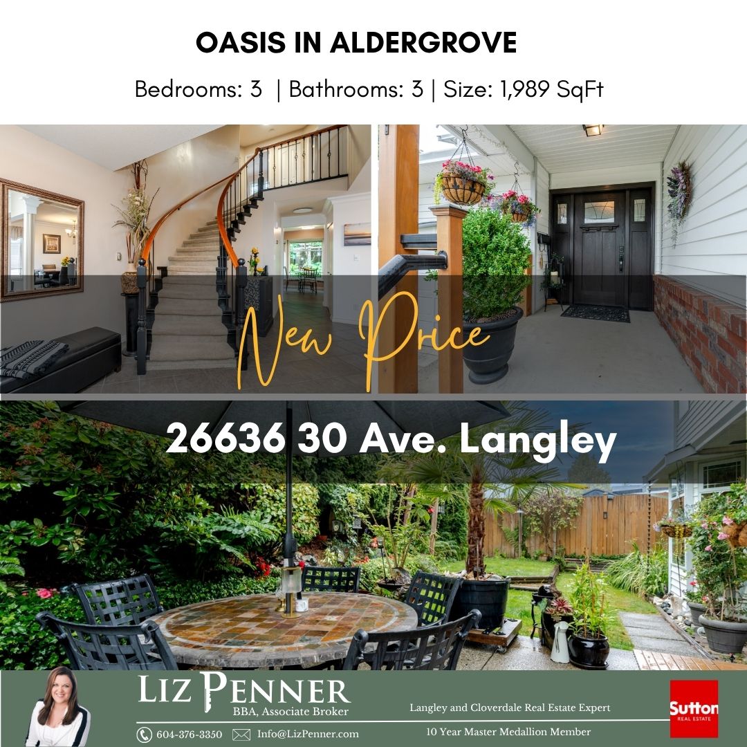New Price – Oasis in Aldergrove 3-bedroom, 3 bathroom house