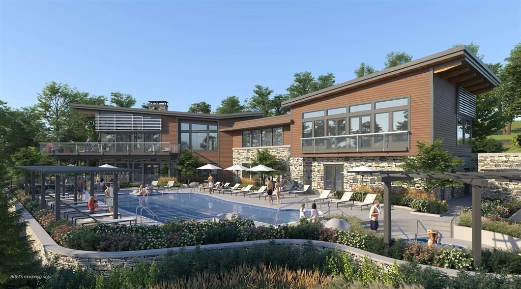 Partington Creek clubhouse and pool amenity area in Burke Mountain Coquitlam