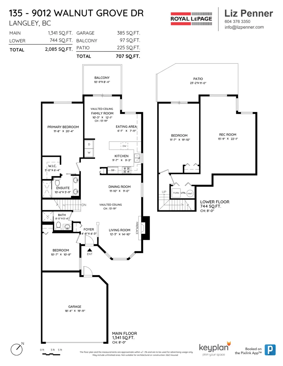 Floor plan for 135–9012 Walnut Grove Drive at Queen Anne Green
