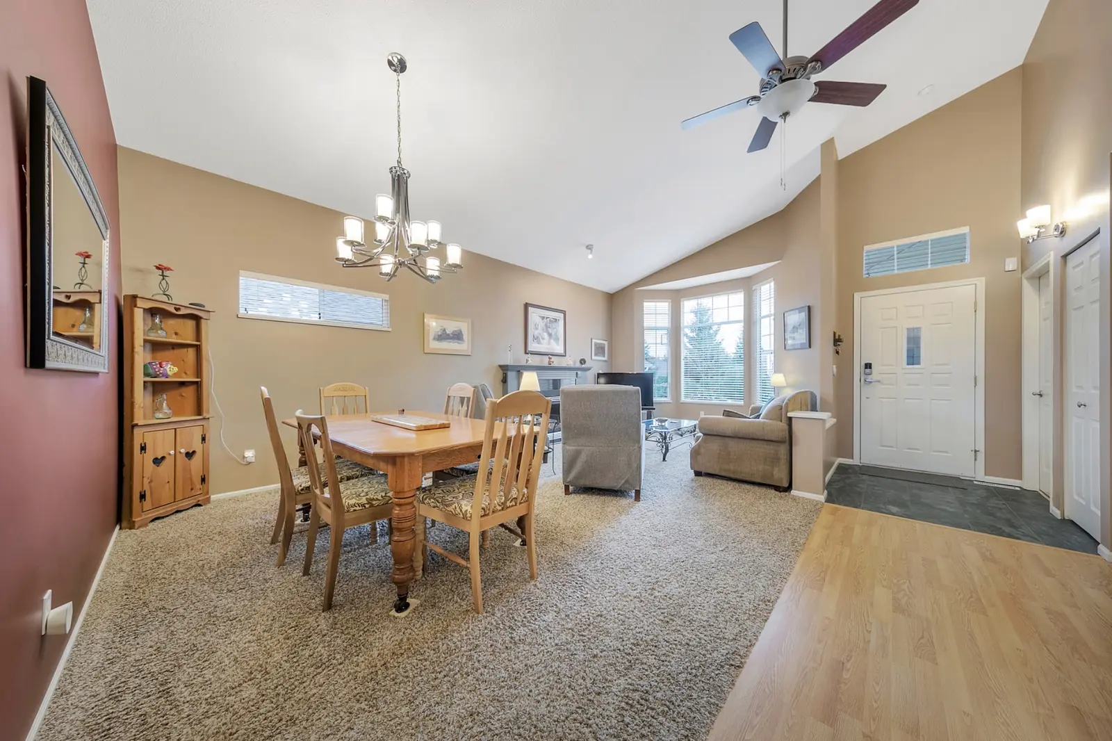 Open dining and living area in Queen Anne Green townhome