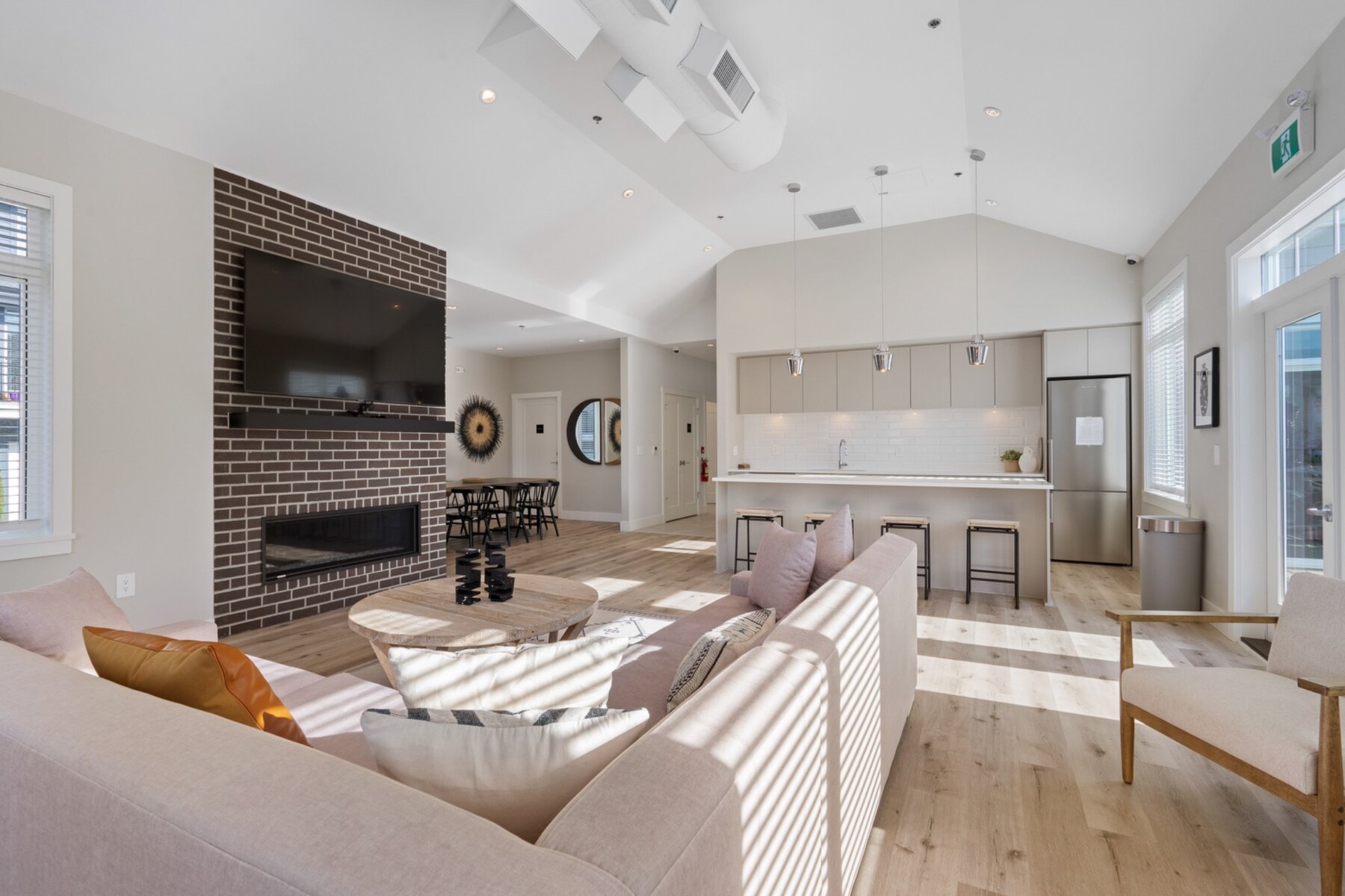 Clubhouse kitchen and lounge at The Boroughs in South Surrey